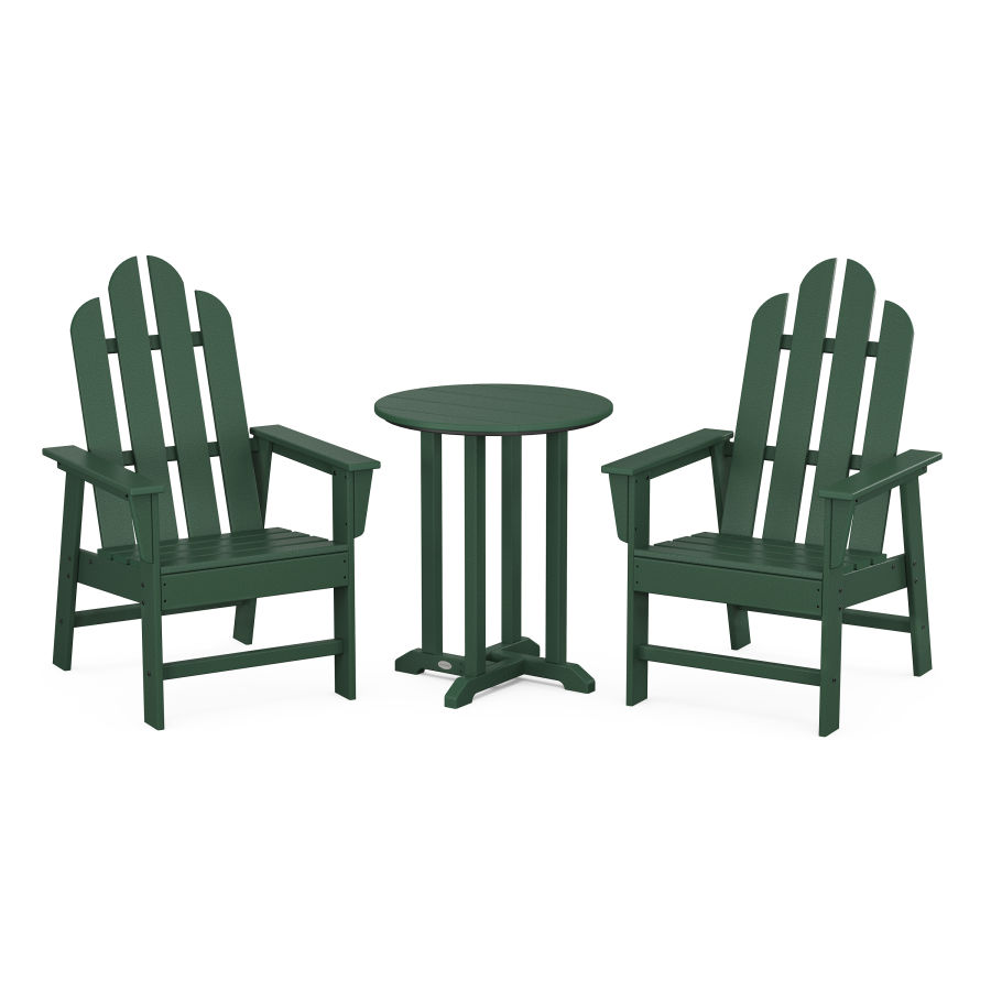 POLYWOOD Long Island 3-Piece Round Dining Set in Green