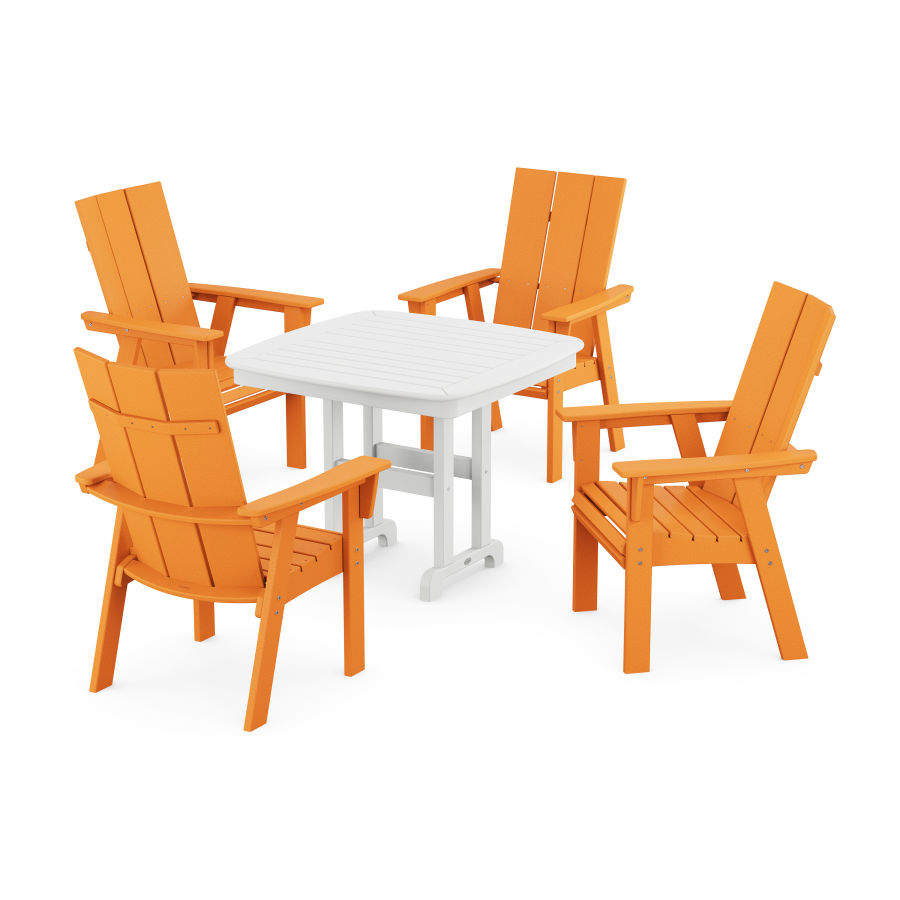 POLYWOOD Modern Adirondack 5-Piece Dining Set in Tangerine