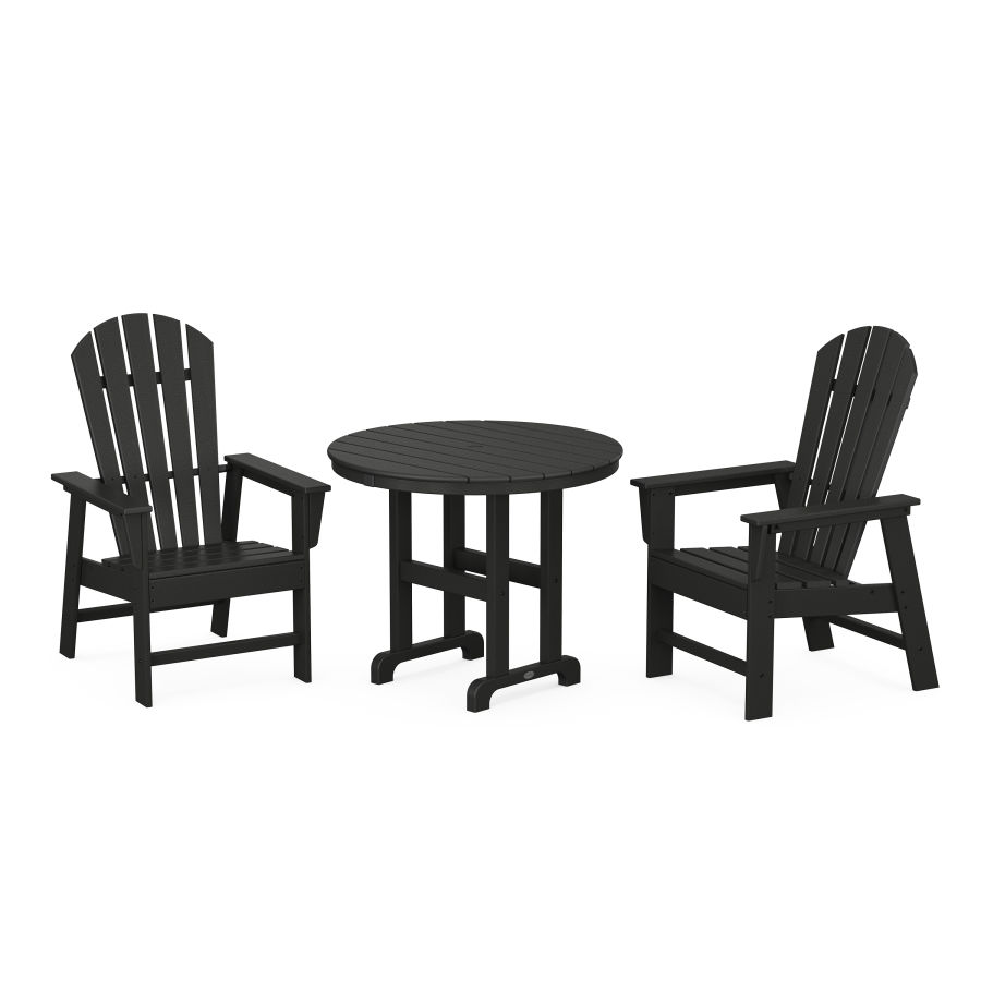 POLYWOOD South Beach 3-Piece Round Dining Set in Black
