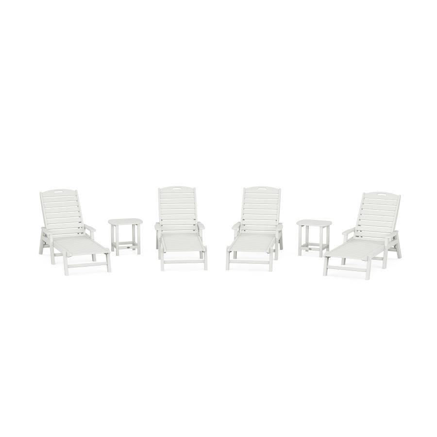 POLYWOOD Nautical Chaise 6-Piece Set with Arms in Vintage White