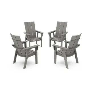 POLYWOOD Modern 4-Piece Curveback Upright Adirondack Conversation Set