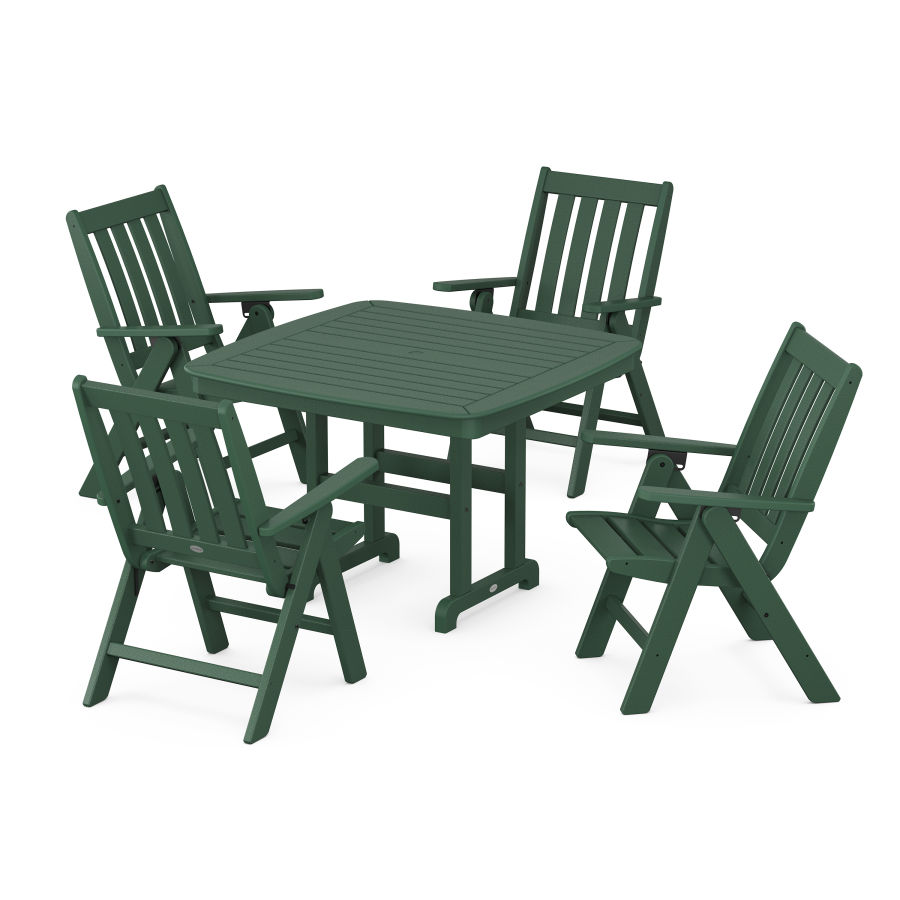 POLYWOOD Vineyard Folding 5-Piece Dining Set with Trestle Legs in Green