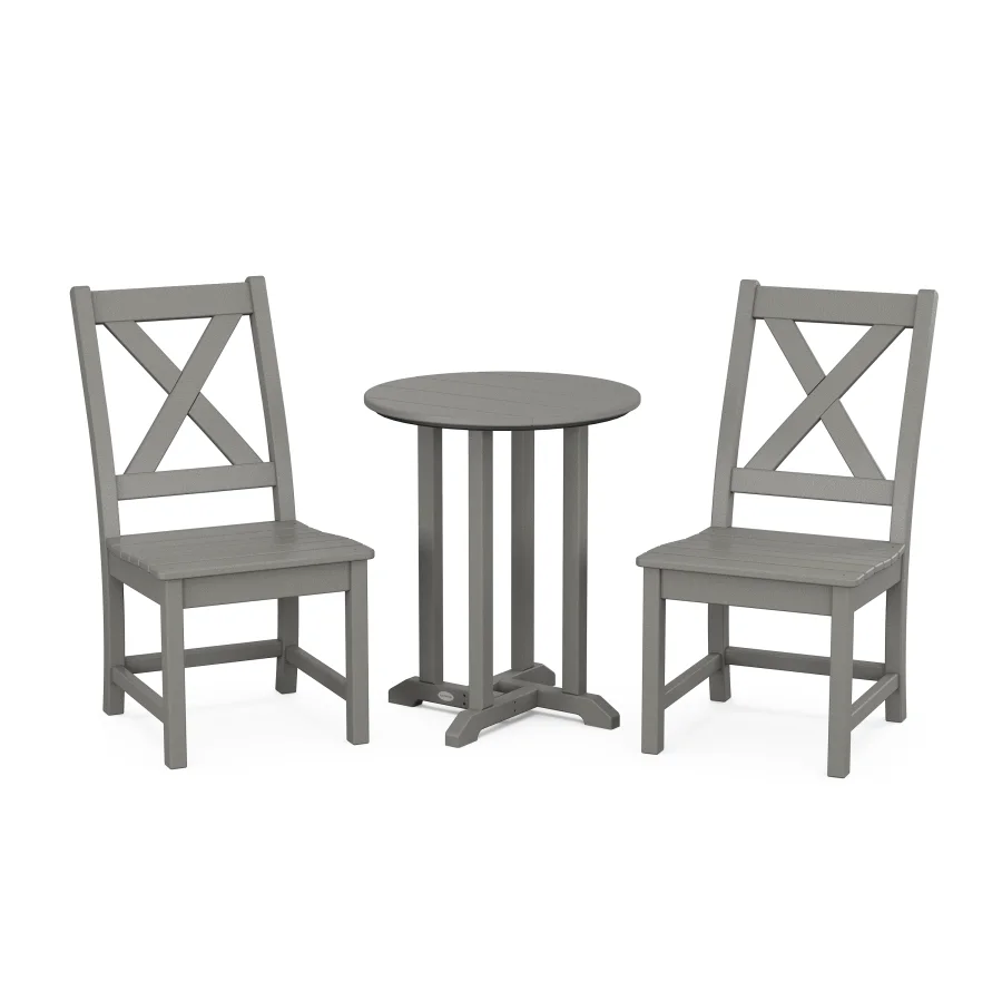 POLYWOOD Braxton Side Chair 3-Piece Round Bistro Dining Set