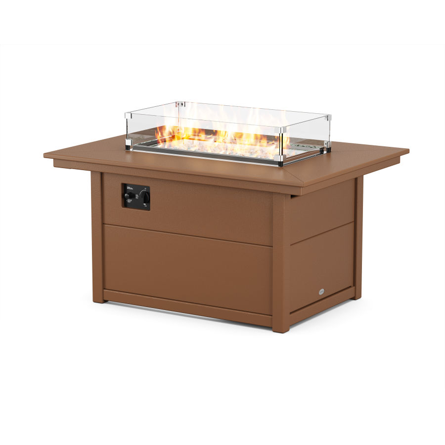 POLYWOOD Rectangle 34" X 46" Fire Pit Table in Teak