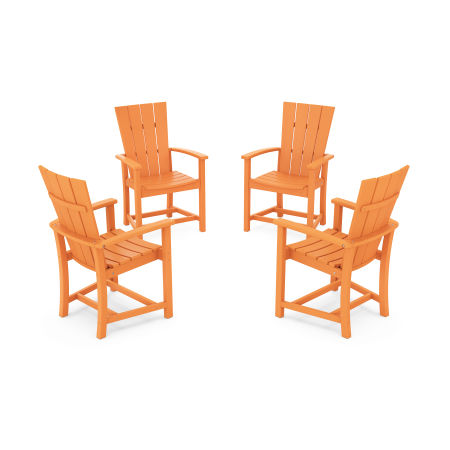 POLYWOOD Quattro 4-Piece Upright Adirondack Conversation Set in Tangerine
