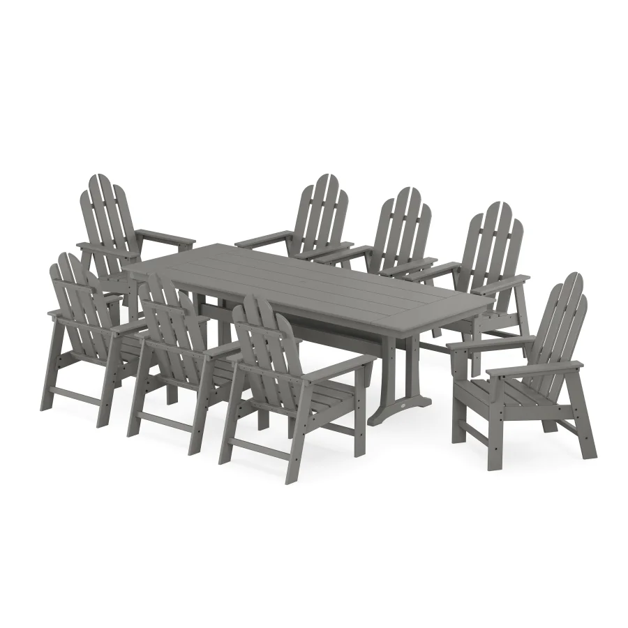 POLYWOOD Long Island 9-Piece Farmhouse Dining Set with Trestle Legs