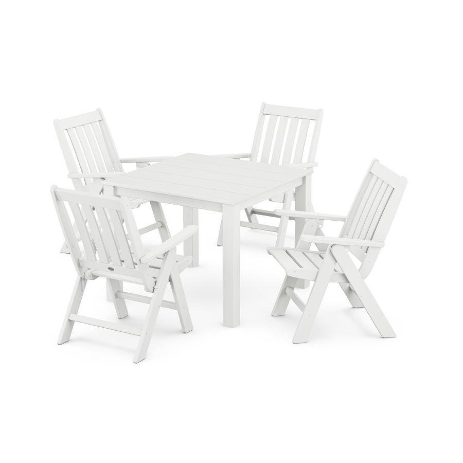 POLYWOOD Vineyard Folding Chair 5-Piece Parsons Dining Set in White