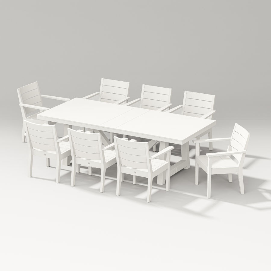POLYWOOD Latitude 9-Piece A-Frame Table Dining Set in Vintage White