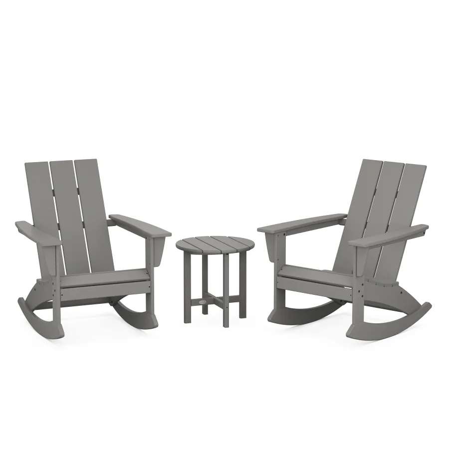 POLYWOOD Modern 3-Piece Adirondack Rocking Chair Set