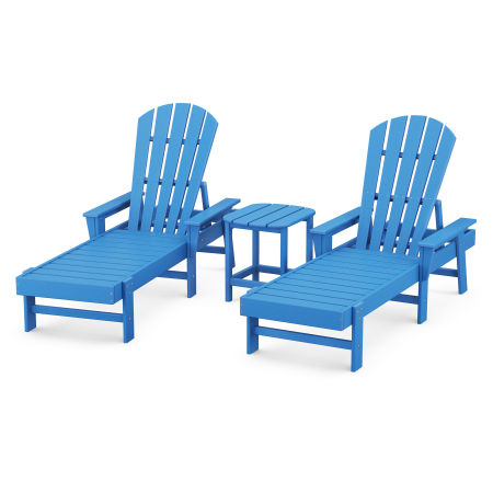 POLYWOOD South Beach Chaise 3-Piece Set in Pacific Blue