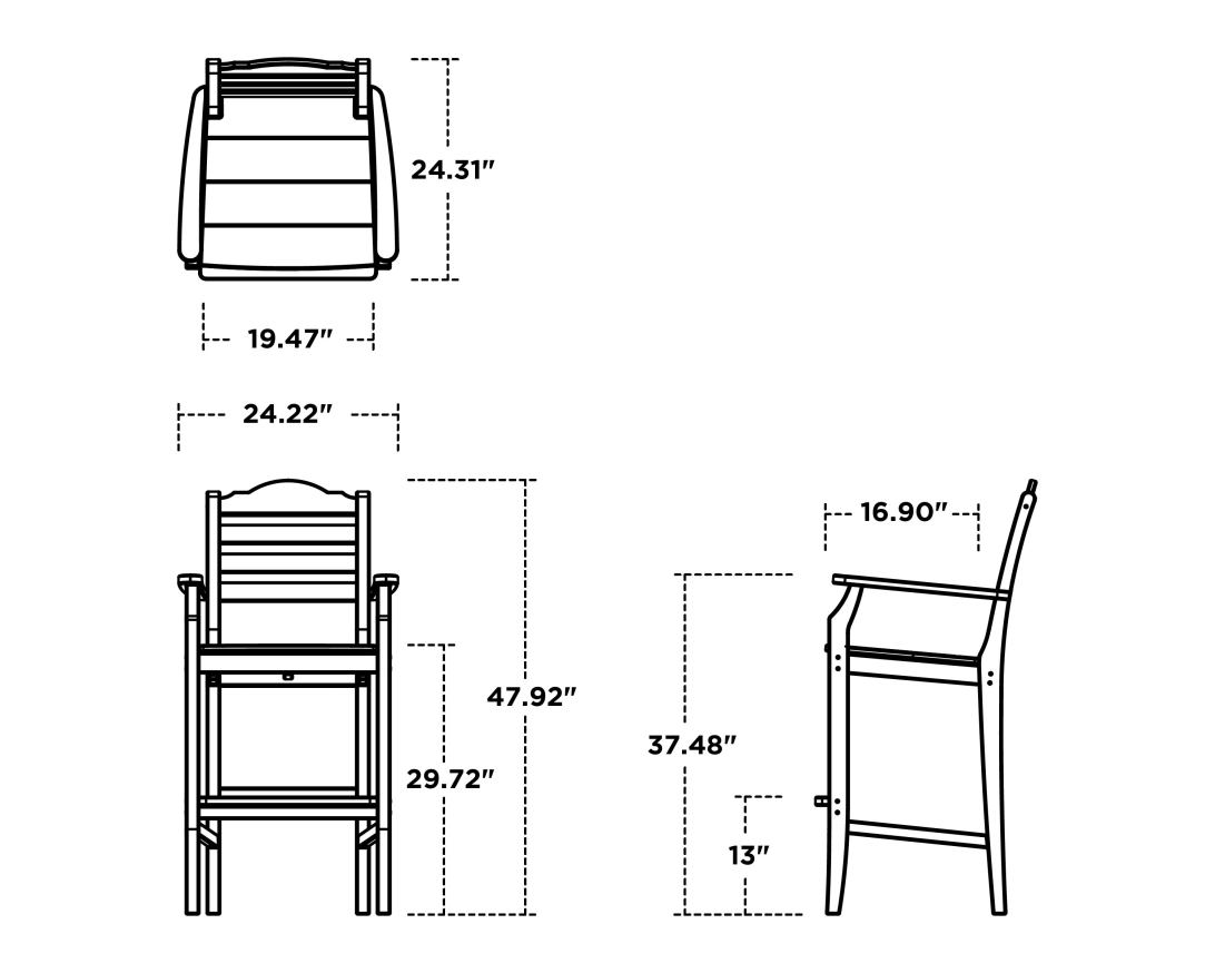Dimensions for Savannah Bar Arm Chair
