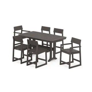 POLYWOOD EDGE 7-Piece Counter Set with Trestle Legs in Vintage Finish