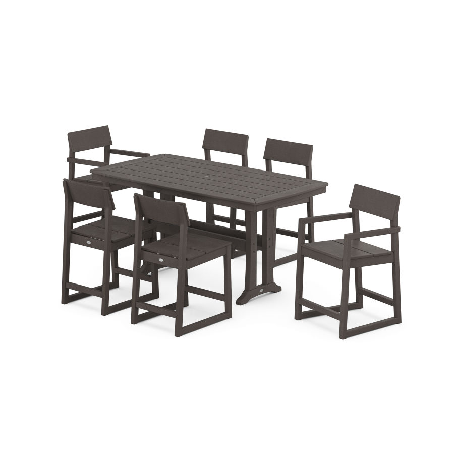 POLYWOOD EDGE 7-Piece Counter Set with Trestle Legs in Vintage Finish