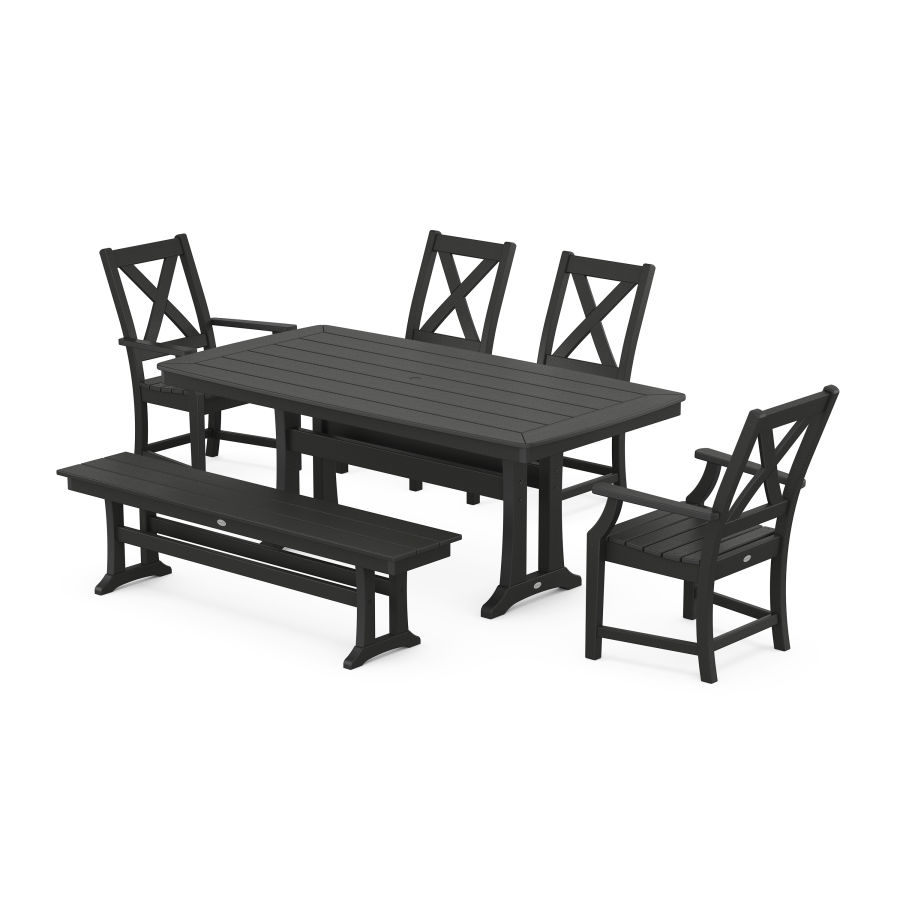 POLYWOOD Braxton 6-Piece Dining Set with Trestle Legs in Black