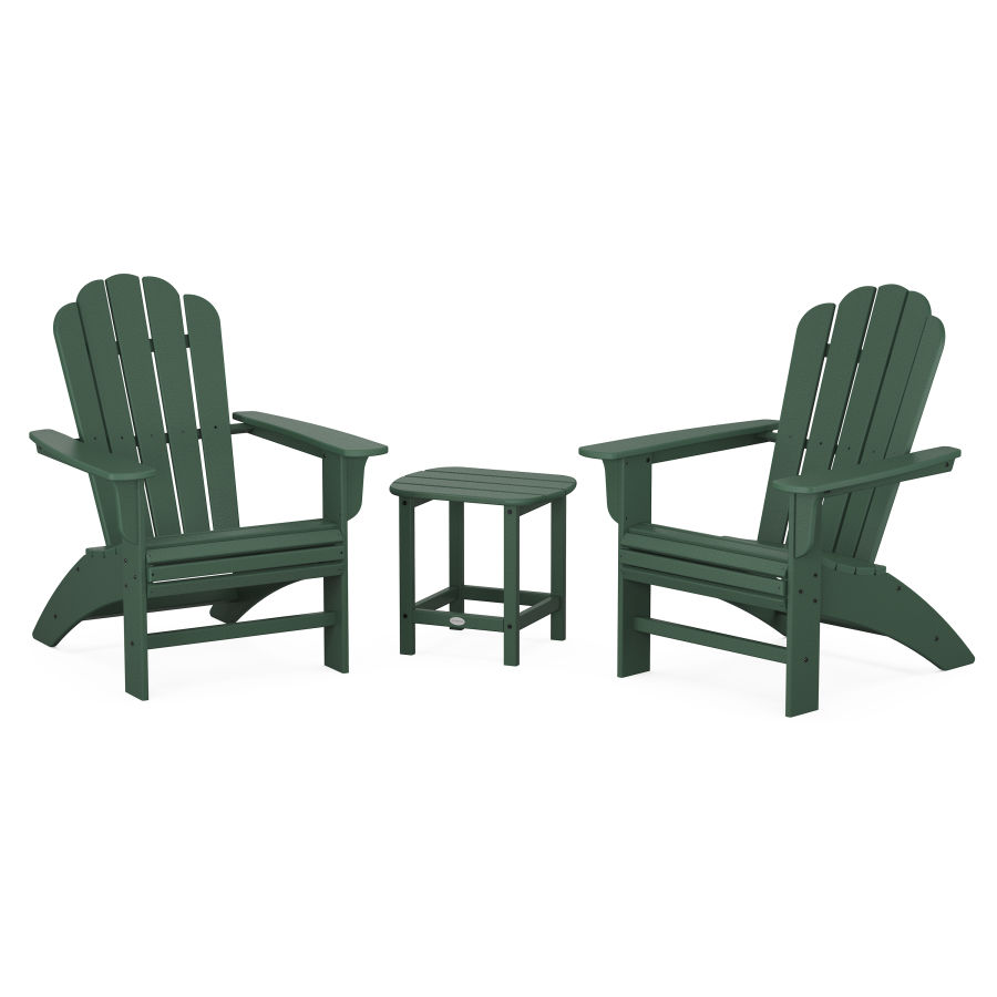 POLYWOOD Country Living Curveback Adirondack Chair 3-Piece Set in Green