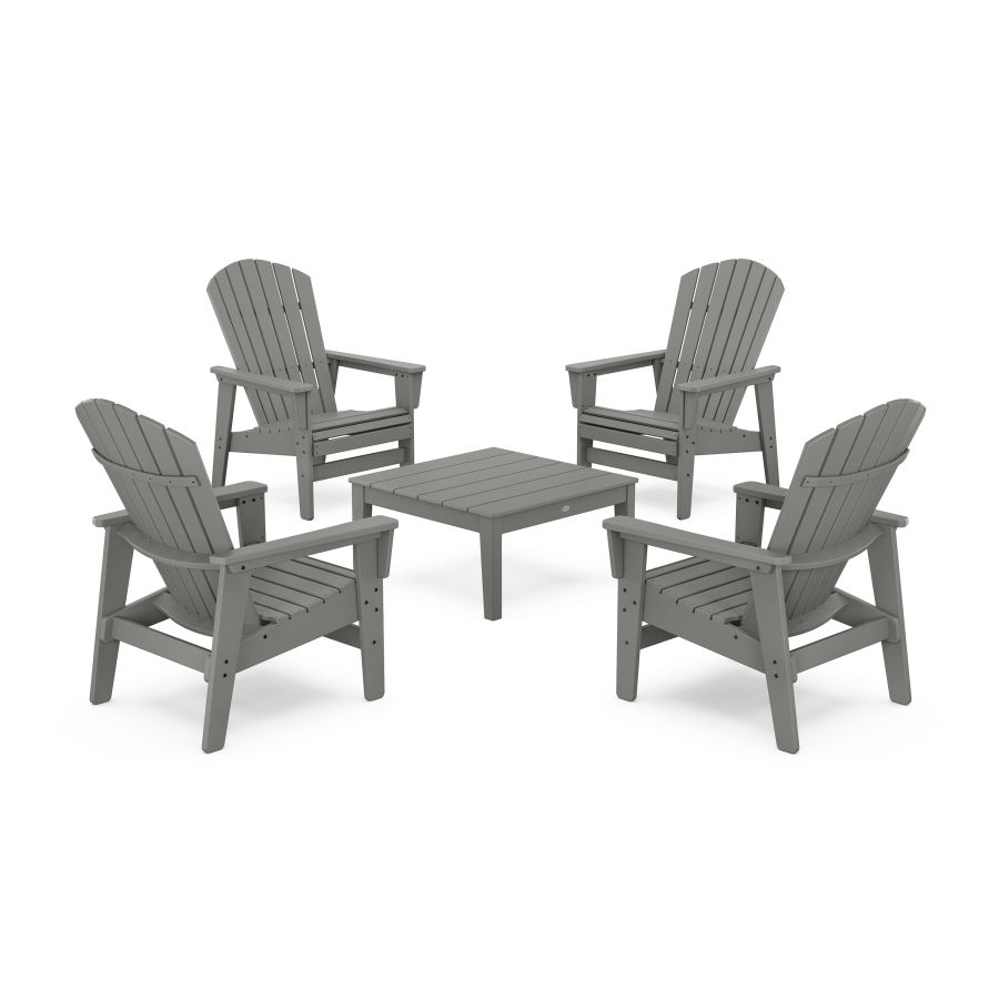 POLYWOOD 5-Piece Nautical Grand Upright Adirondack Chair Conversation Group in Slate Grey
