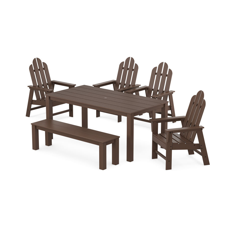 POLYWOOD Long Island 6-Piece Parsons Dining Set with Bench in Mahogany