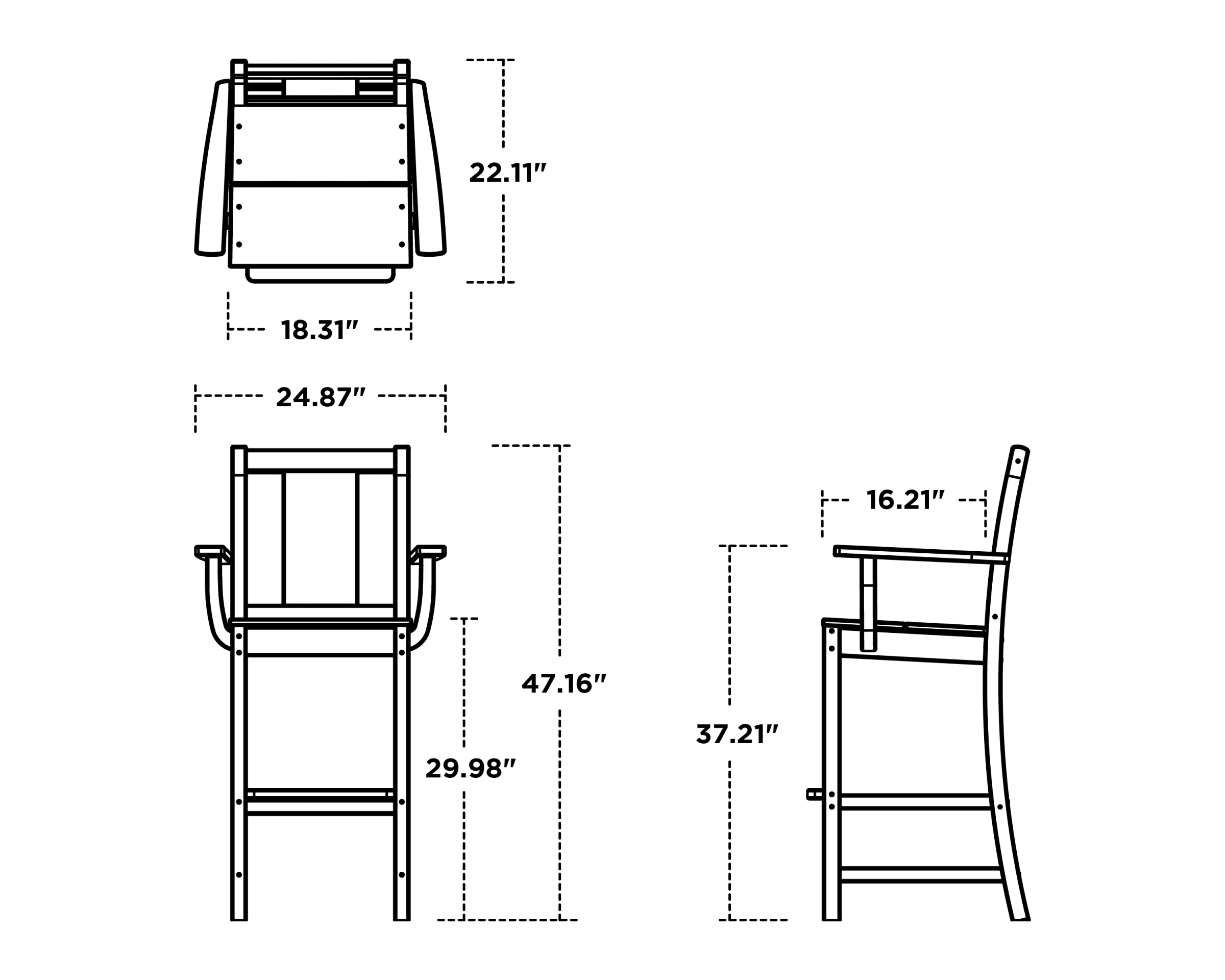 Dimensions for Prairie Bar Arm Chair