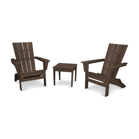 POLYWOOD Quattro Folding Chair 3-Piece Adirondack Set in Mahogany