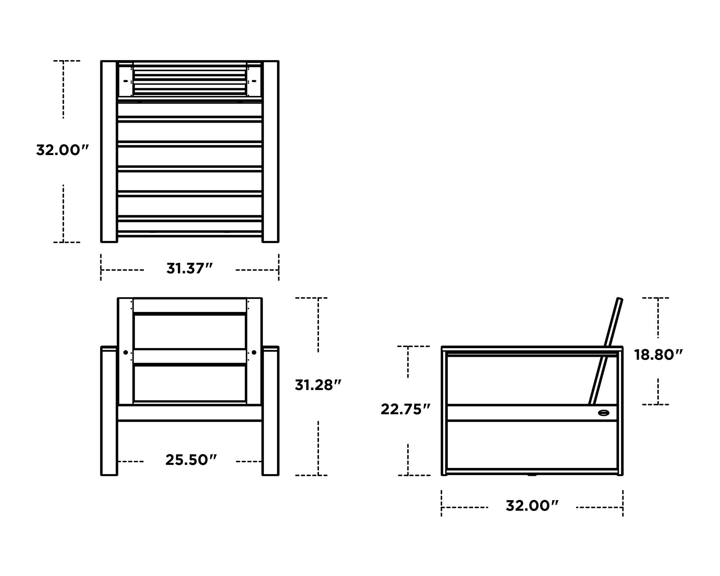 Dimensions for EDGE Club Chair Frame