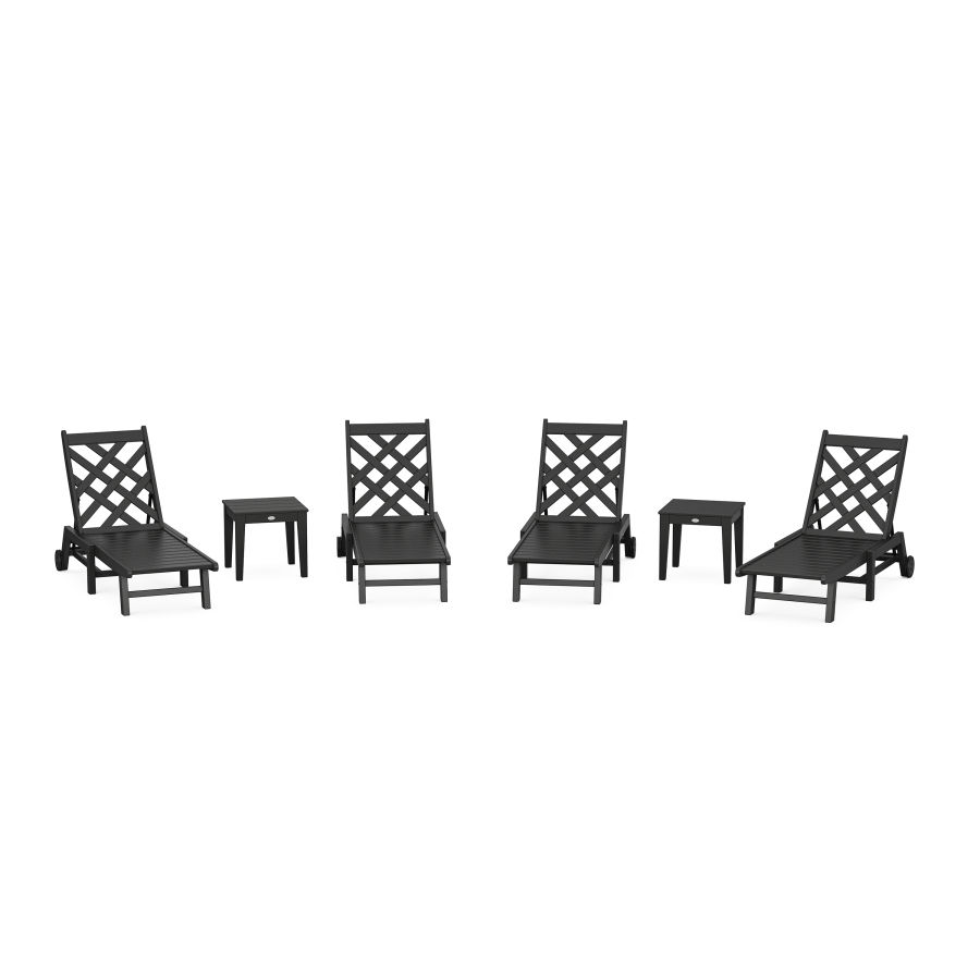 POLYWOOD Wovendale 6-Piece Chaise Set with Wheels in Black