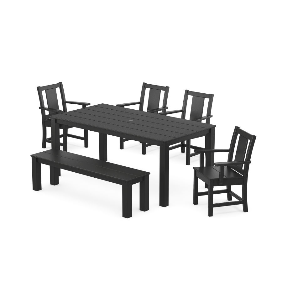 POLYWOOD Prairie 6-Piece Parsons Dining Set with Bench in Black