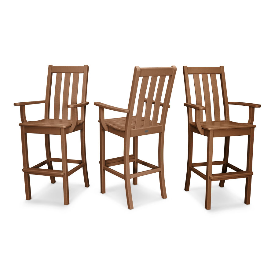 POLYWOOD Vineyard Bar Arm Chair 3-Pack in Teak