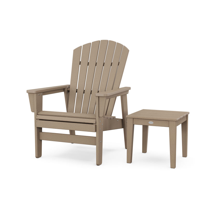 POLYWOOD Nautical Grand Upright Adirondack Chair with Side Table in Vintage Sahara