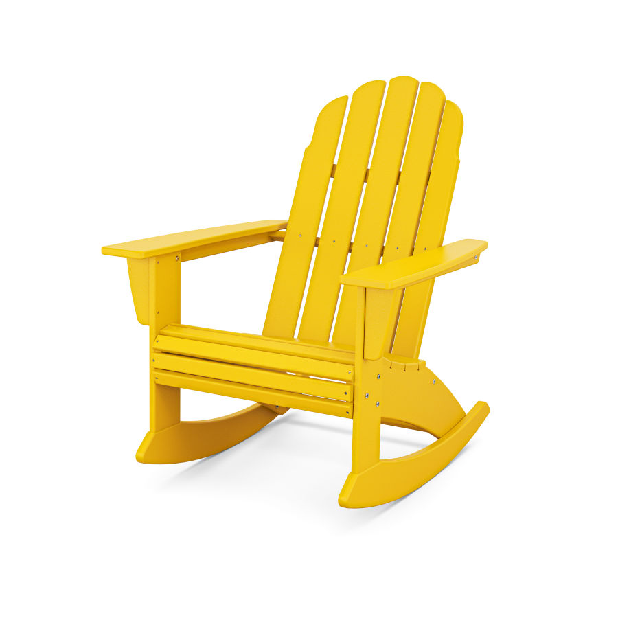POLYWOOD Vineyard Curveback Adirondack Rocking Chair in Lemon