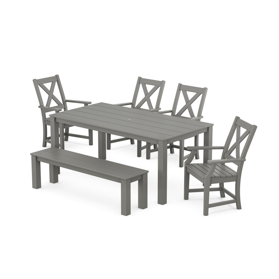 POLYWOOD Braxton 6-Piece Parsons Dining Set with Bench in Slate Grey