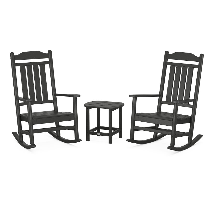 POLYWOOD Country Living Legacy Rocking Chair 3-Piece Set in Black