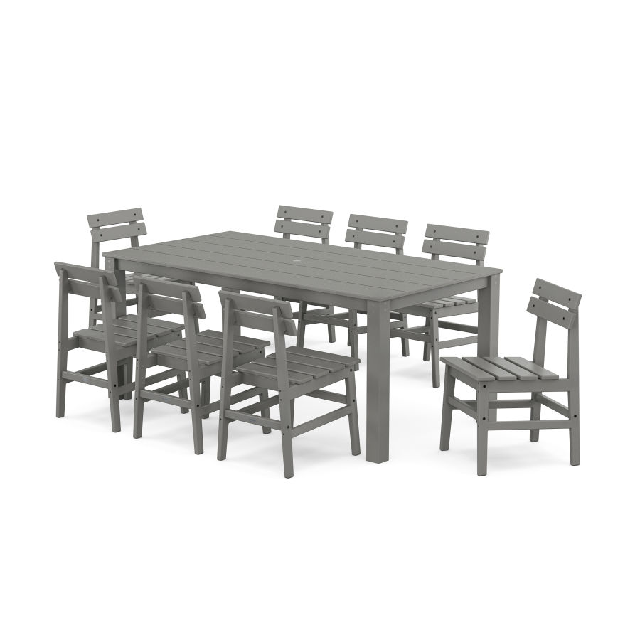 POLYWOOD Modern Studio Plaza Chair 9-Piece Parsons Dining Set in Slate Grey