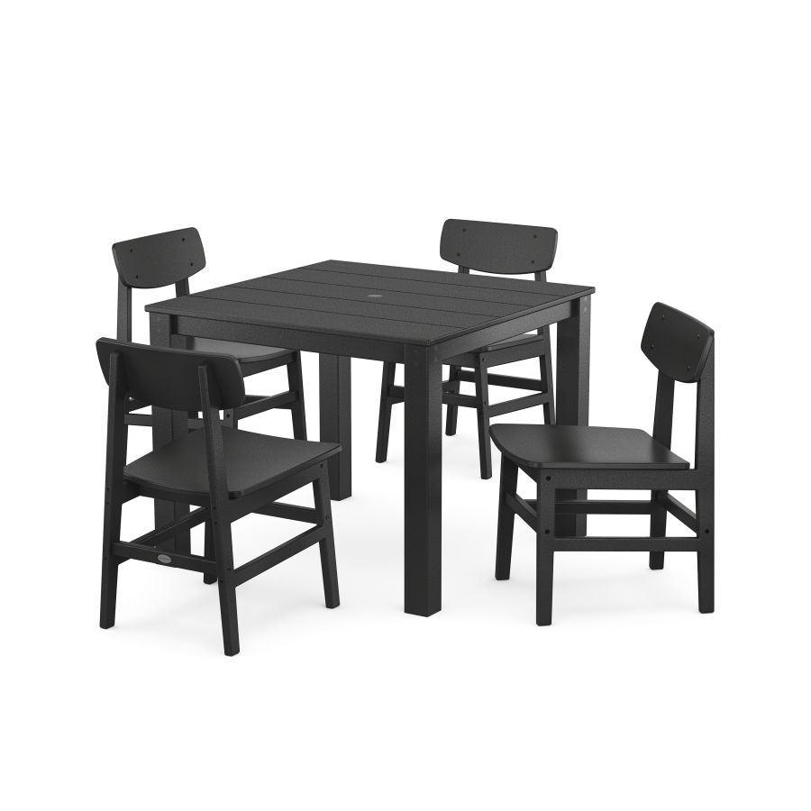 POLYWOOD Modern Studio Urban Chair 5-Piece Parsons Dining Set in Black