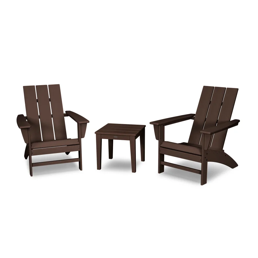 POLYWOOD Modern Adirondack 3-Piece Set in Mahogany