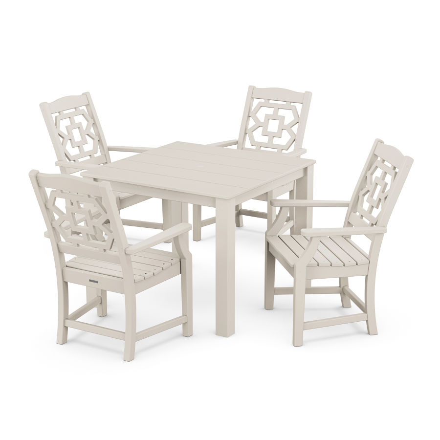 POLYWOOD Chinoiserie 5-Piece Parsons Dining Set in Sand