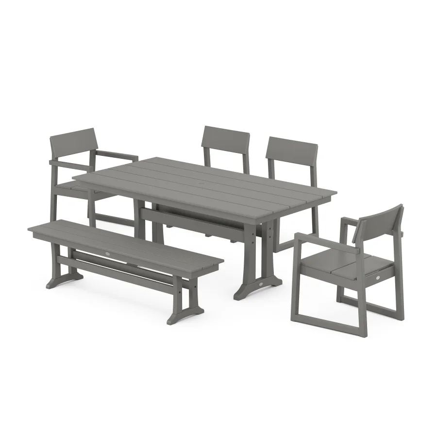 POLYWOOD EDGE 6-Piece Farmhouse Dining Set With Trestle Legs