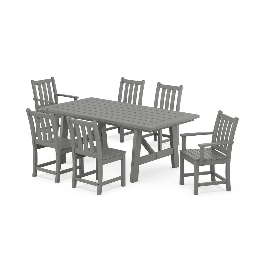 POLYWOOD Traditional Garden 7-Piece Rustic Farmhouse Dining Set