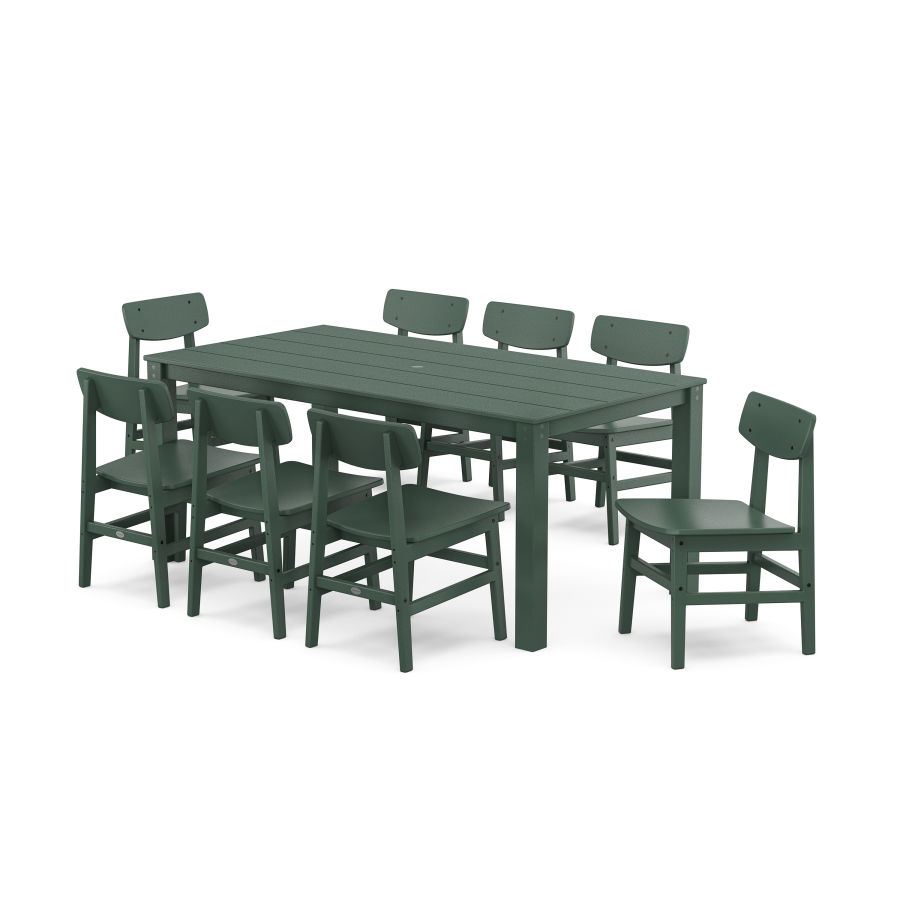 POLYWOOD Modern Studio Urban Chair 9-Piece Parsons Dining Set in Green