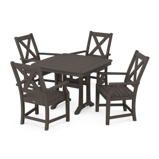 Braxton 5-Piece Dining Set with Trestle Legs in Vintage Finish