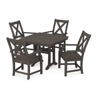 POLYWOOD Braxton 5-Piece Dining Set with Trestle Legs in Vintage Finish