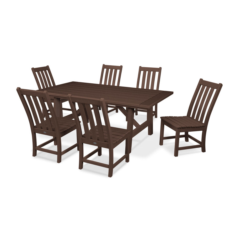 POLYWOOD Vineyard 7-Piece Rustic Farmhouse Side Chair Dining Set in Mahogany