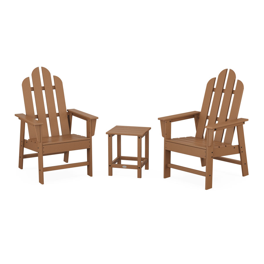 POLYWOOD Long Island 3-Piece Upright Adirondack Chair Set in Teak