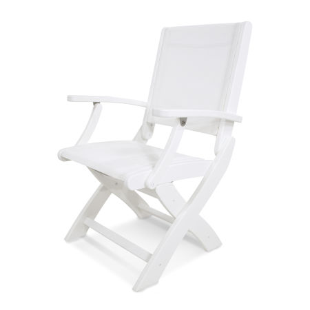 Coastal Folding Chair in White / White Sling