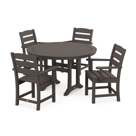 POLYWOOD Lakeside 5-Piece Round Dining Set with Trestle Legs in Vintage Finish