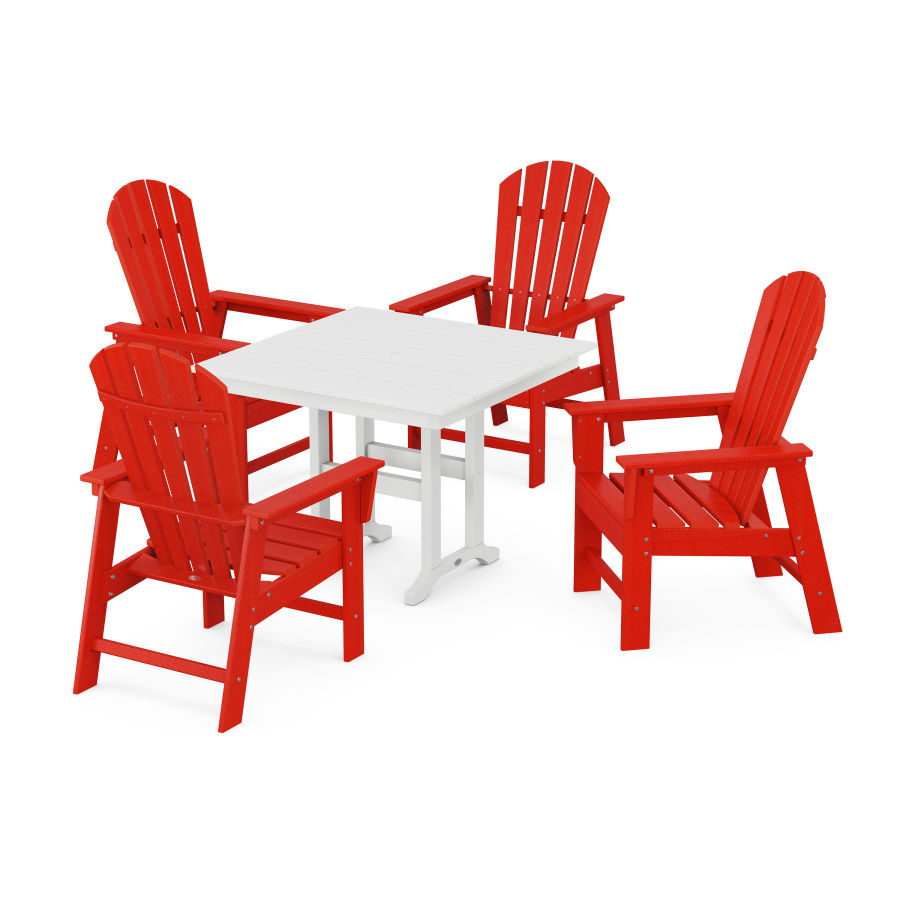 POLYWOOD South Beach 5-Piece Farmhouse Dining Set in Sunset Red