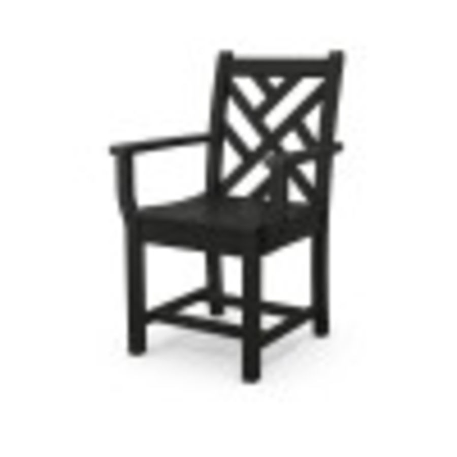 POLYWOOD Chippendale Dining Arm Chair in Black