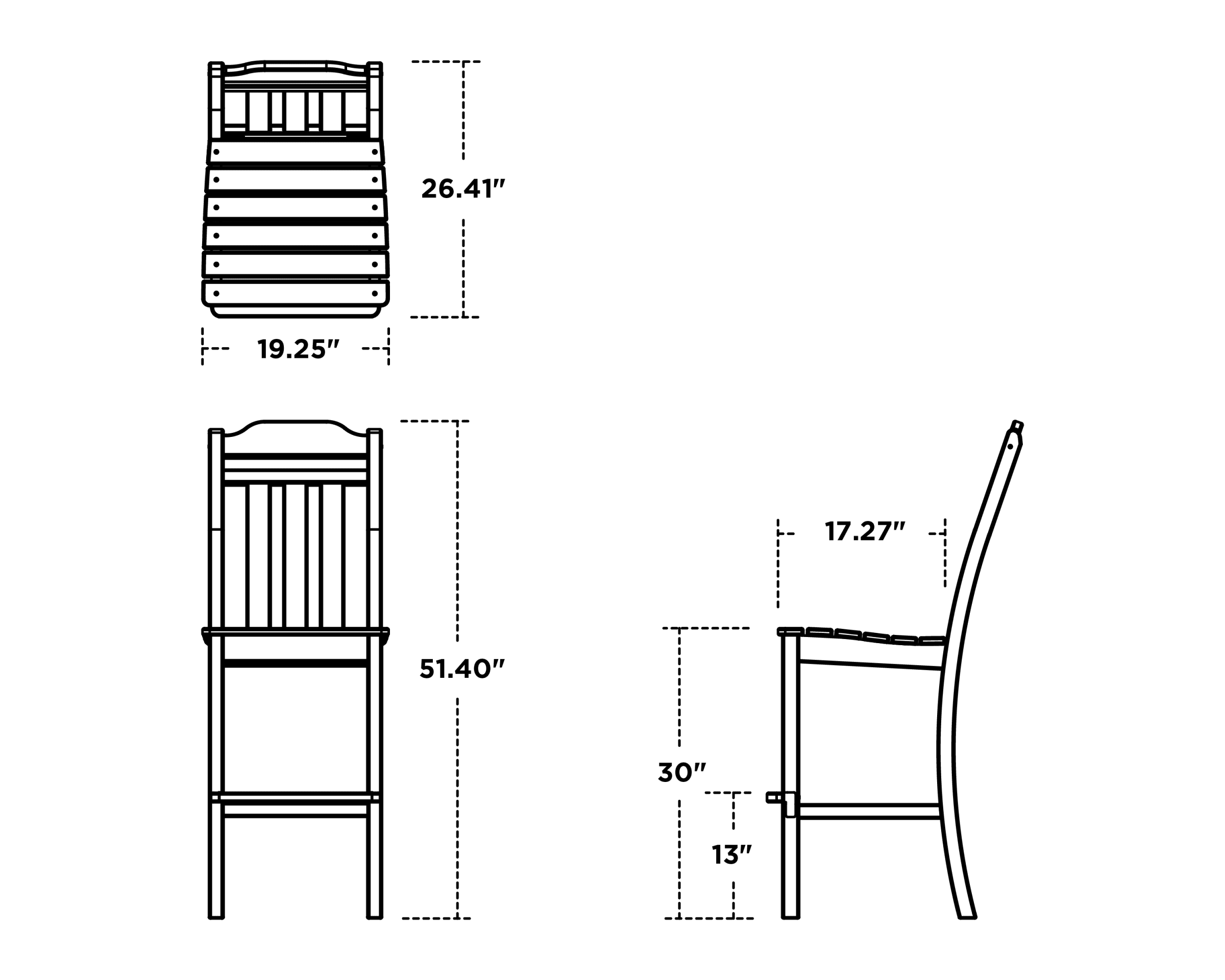 Dimensions for Cottage Bar Side Chair