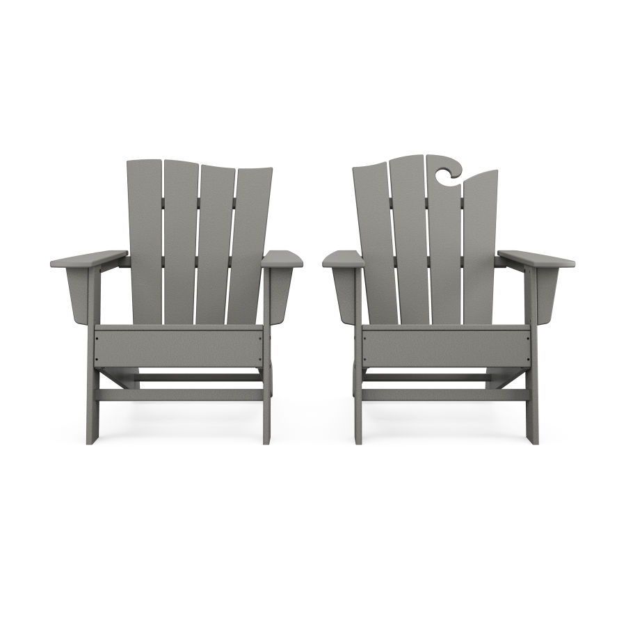 POLYWOOD Wave 2-Piece Adirondack Set with The Wave Chair Left in Slate Grey