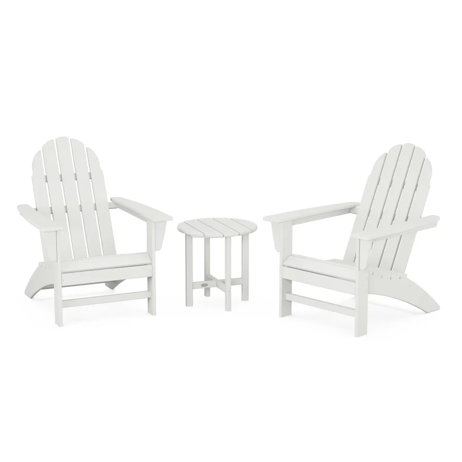 POLYWOOD Vineyard 3-Piece Adirondack Set in Vintage White