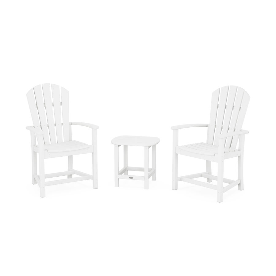 POLYWOOD Palm Coast 3-Piece Upright Adirondack Chair Set in White